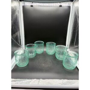 Vintage San Miguel Authentic Recycled Glass Goblets Blue Green Style